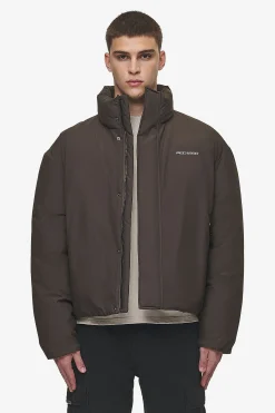 Pegador Jackets|Lavoy Cropped Boxy Puffer Jacket Dark Brown