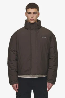 Pegador Jackets|Lavoy Cropped Boxy Puffer Jacket Dark Brown