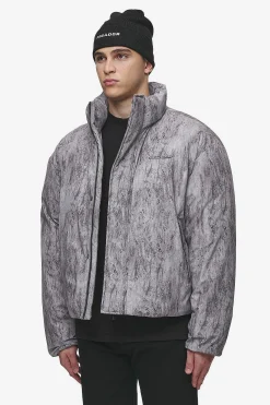 Pegador Jackets|Lavoy Ripstop Crushed Cropped Boxy Puffer Jacket Steel Grey