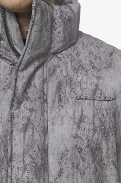 Pegador Jackets|Lavoy Ripstop Crushed Cropped Boxy Puffer Jacket Steel Grey
