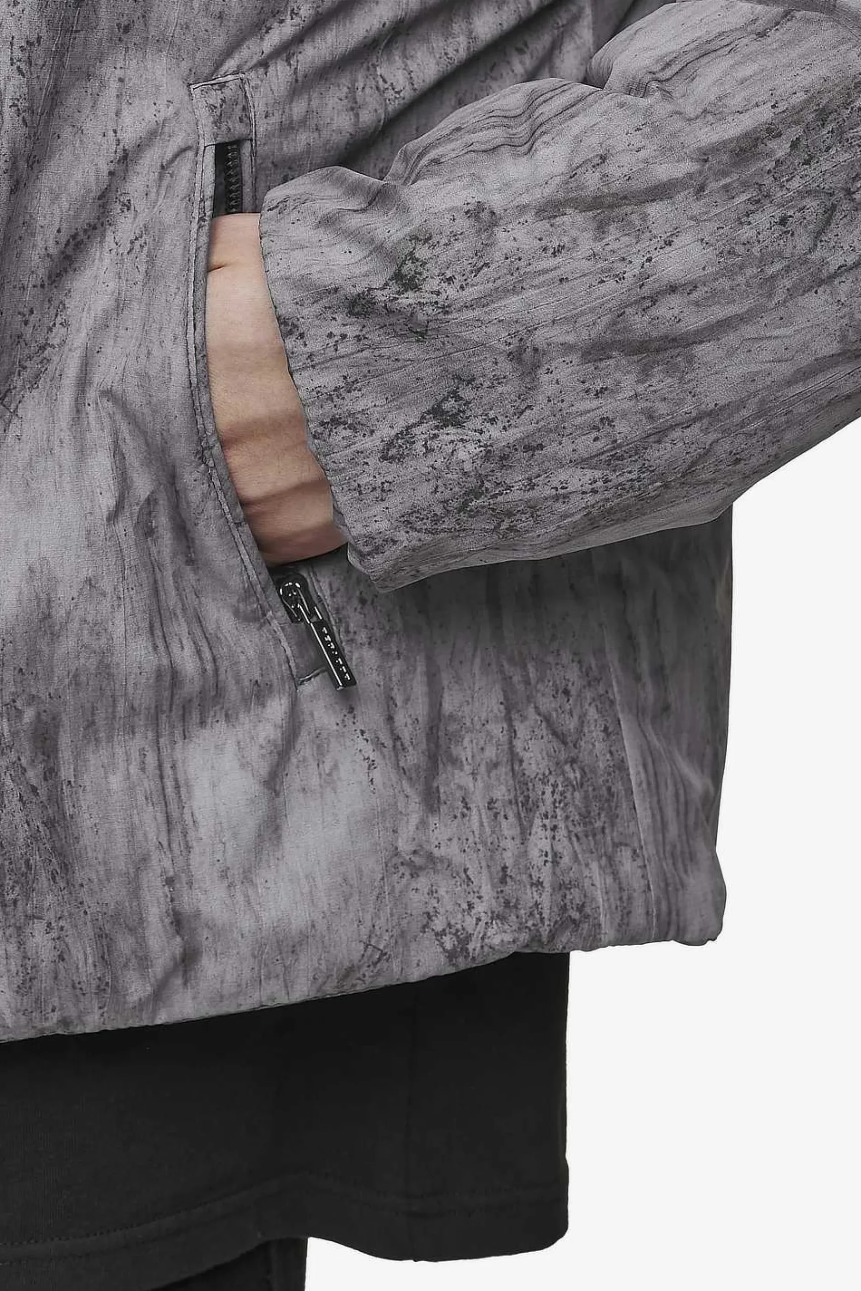 Pegador Jackets|Lavoy Ripstop Crushed Cropped Boxy Puffer Jacket Steel Grey