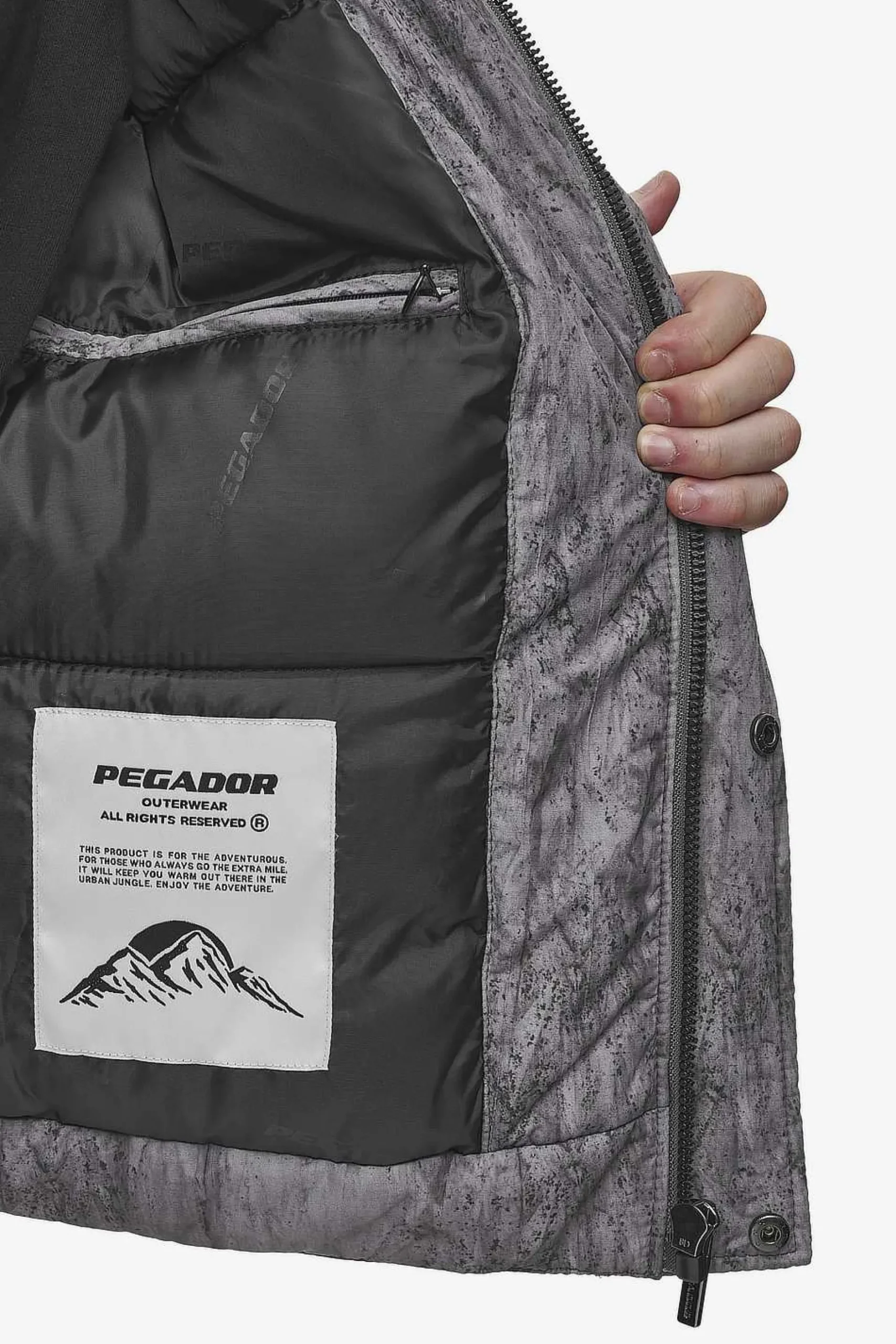 Pegador Jackets|Lavoy Ripstop Crushed Cropped Boxy Puffer Jacket Steel Grey