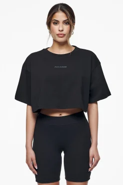 Pegador Tees|Layla Oversized Cropped Tee Black Gum