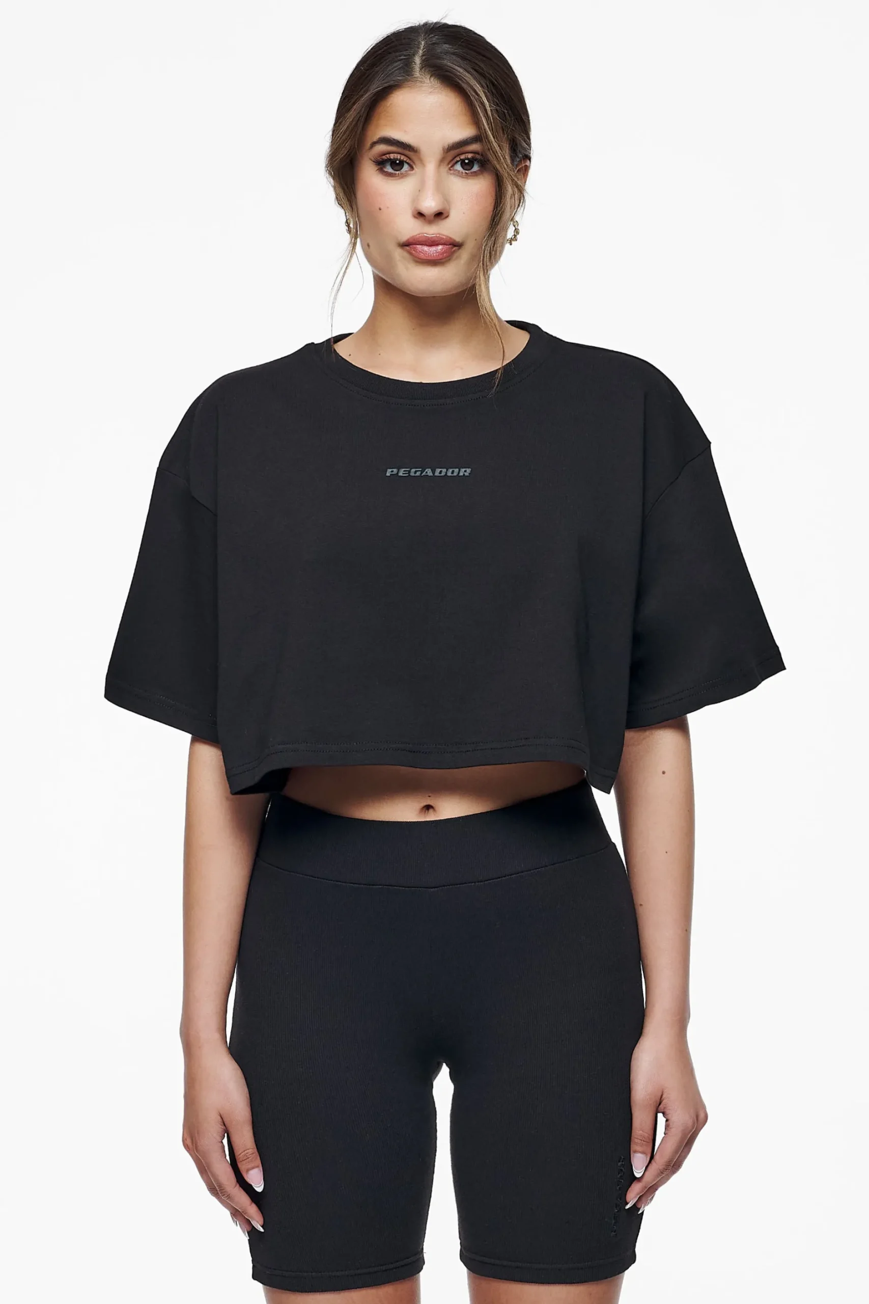 Pegador Tees|Layla Oversized Cropped Tee Black Gum
