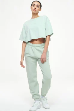 Pegador Tees|Layla Oversized Cropped Tee Vintage Washed Milky Green Gum