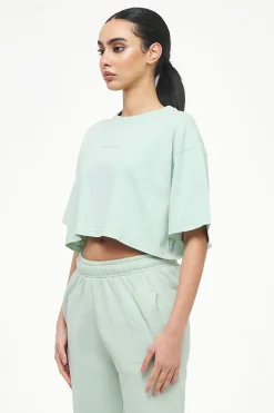 Pegador Tees|Layla Oversized Cropped Tee Vintage Washed Milky Green Gum