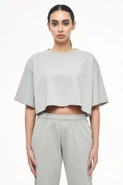 Pegador Tees|Layla Oversized Cropped Tee Vintage Washed Quiet Gray Gum