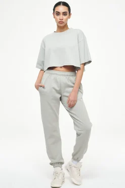 Pegador Tees|Layla Oversized Cropped Tee Vintage Washed Quiet Gray Gum