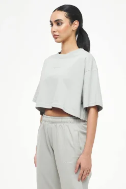 Pegador Tees|Layla Oversized Cropped Tee Vintage Washed Quiet Gray Gum