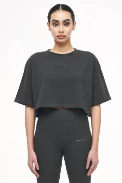 Pegador Tees|Layla Oversized Cropped Tee Vintage Washed Iron Grey Gum