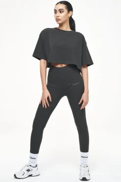 Pegador Tees|Layla Oversized Cropped Tee Vintage Washed Iron Grey Gum