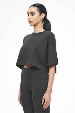 Pegador Tees|Layla Oversized Cropped Tee Vintage Washed Iron Grey Gum