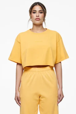 Pegador Tees|Layla Oversized Cropped Tee Vintage Washed Golden Sun Gum