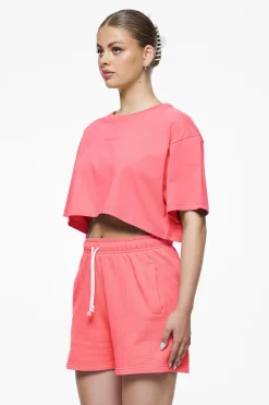 Pegador Tees|Layla Oversized Cropped Tee Vintage Washed Strawberry Gum