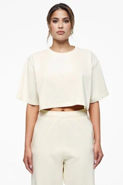 Pegador Tees|Layla Oversized Cropped Tee Vintage Washed Unbleached Gum