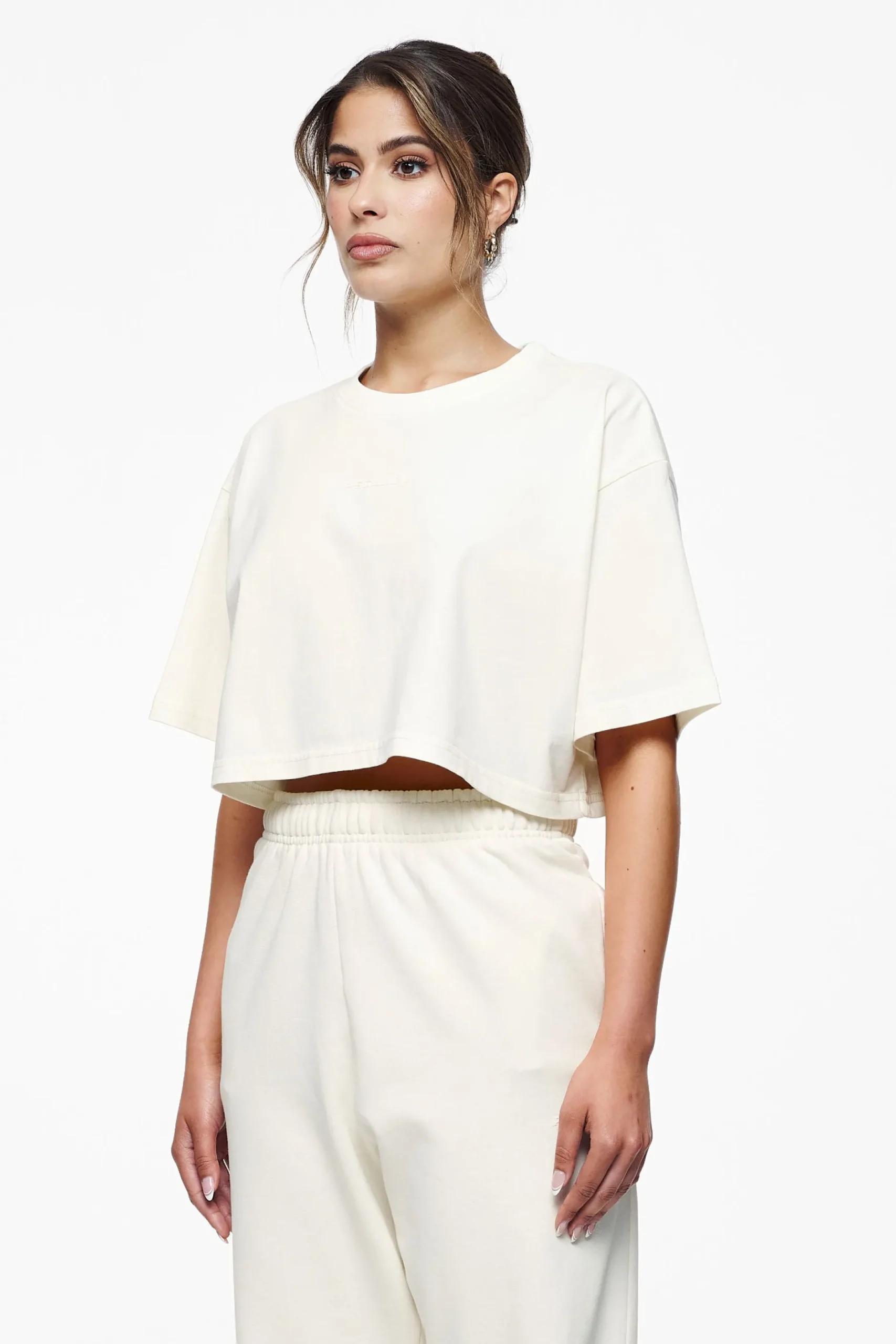 Pegador Tees|Layla Oversized Cropped Tee Vintage Washed Unbleached Gum