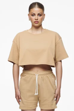 Pegador Tees|Layla Oversized Cropped Tee Vintage Washed Espresso Gum