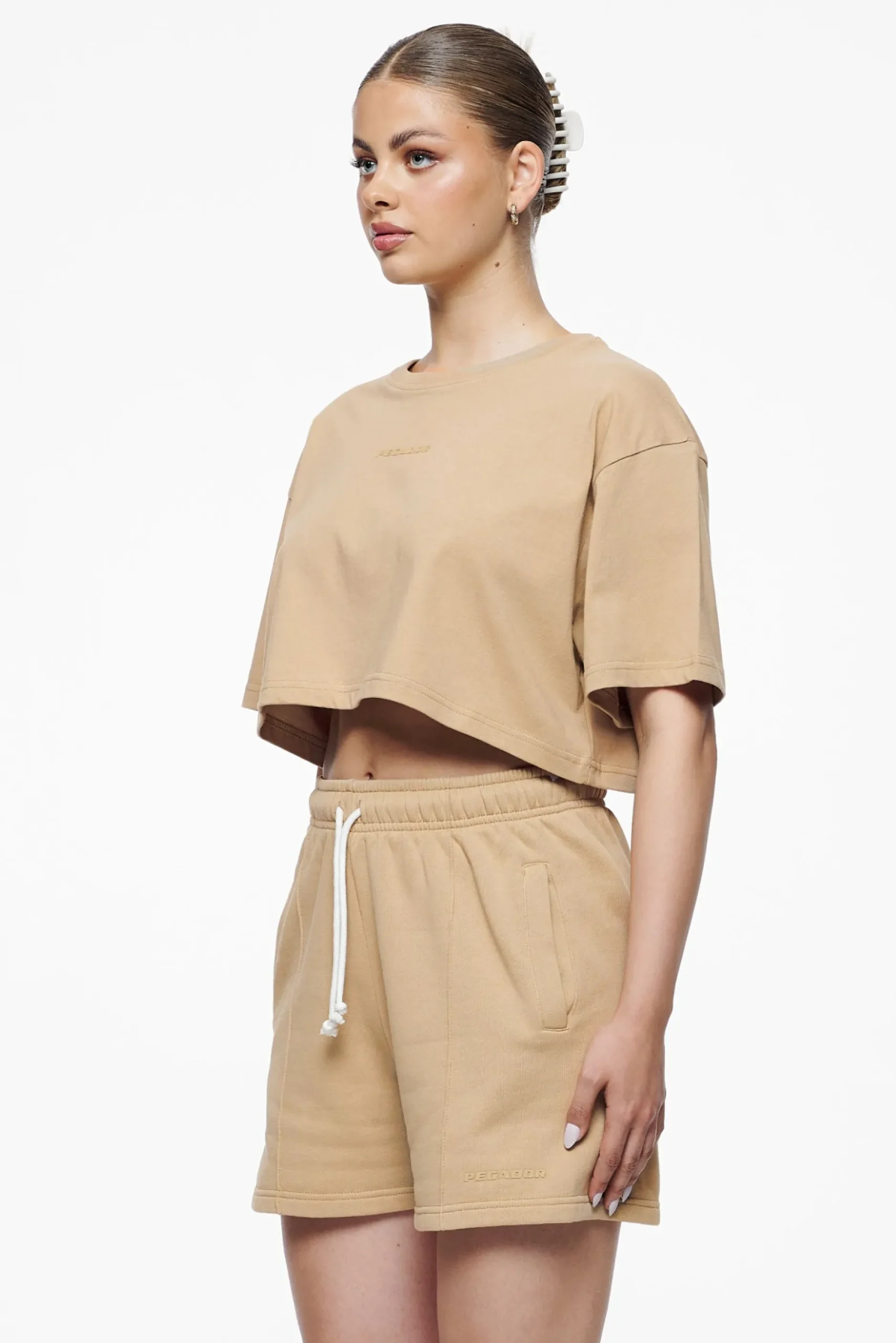 Pegador Tees|Layla Oversized Cropped Tee Vintage Washed Espresso Gum