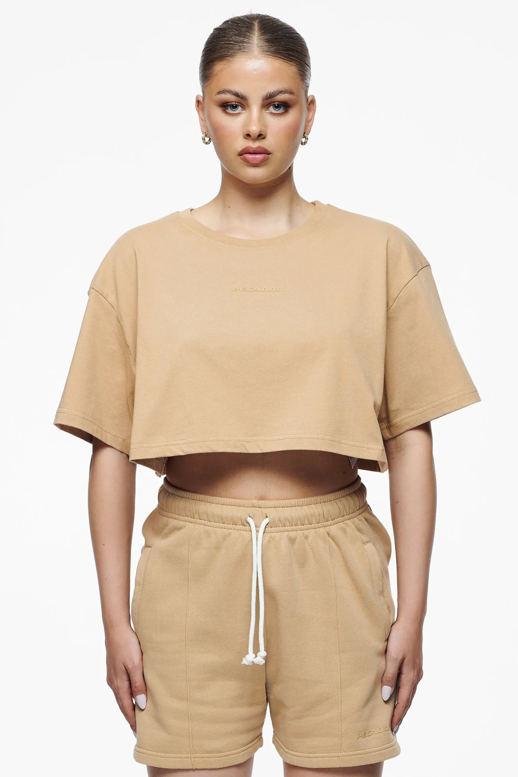 Pegador Tees|Layla Oversized Cropped Tee Vintage Washed Espresso Gum