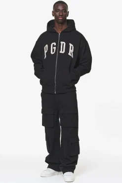 Pegador Hoodies|Zip Hoodies|Layton Oversized Sweat Jacket Black