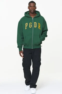 Pegador Hoodies|Zip Hoodies|Layton Oversized Sweat Jacket Vintage Washed British Green