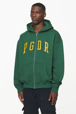 Pegador Hoodies|Zip Hoodies|Layton Oversized Sweat Jacket Vintage Washed British Green