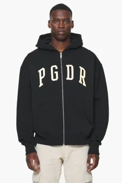 Pegador Hoodies|Zip Hoodies|Layton Oversized Sweat Jacket Vintage Washed Onyx Black