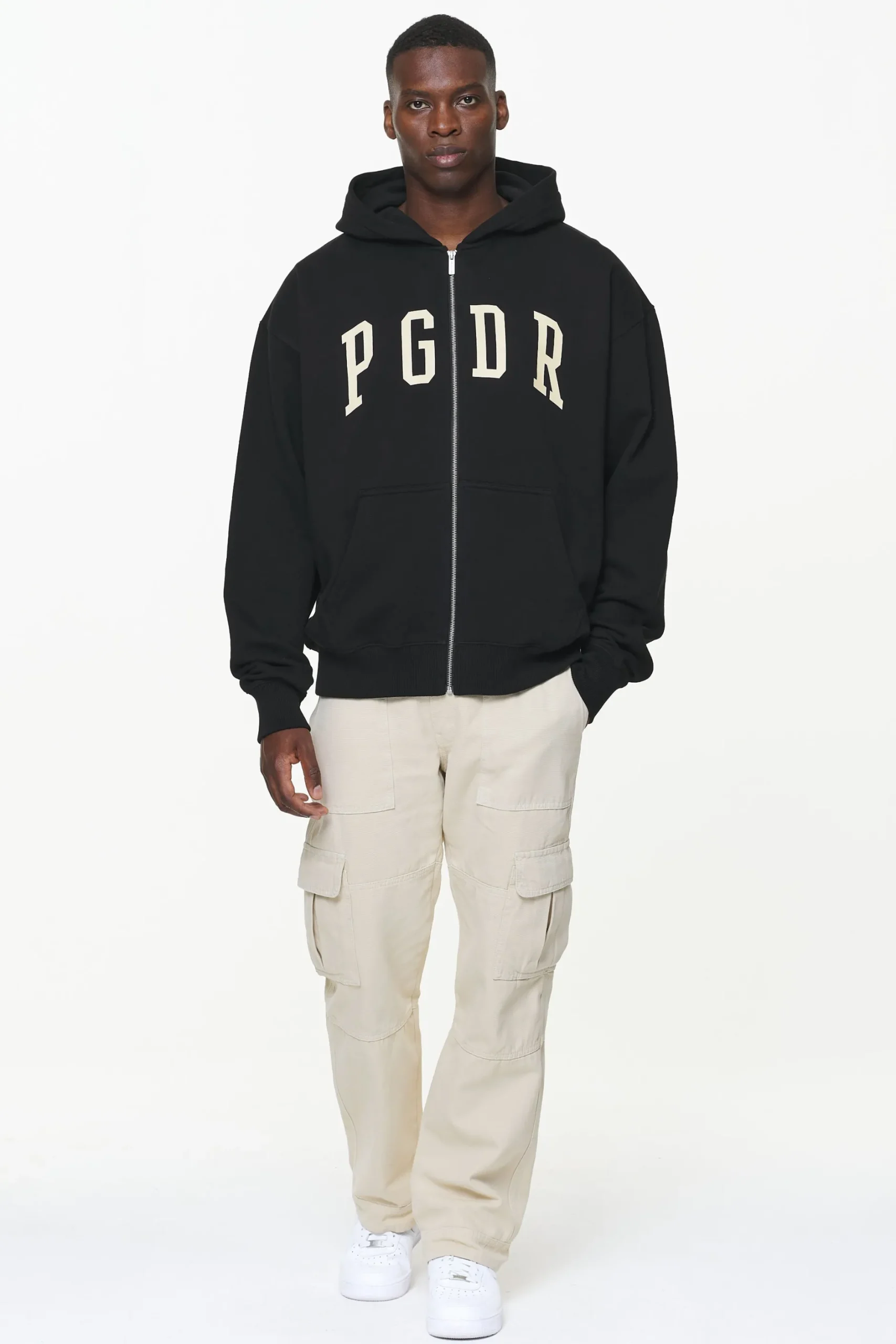 Pegador Hoodies|Zip Hoodies|Layton Oversized Sweat Jacket Vintage Washed Onyx Black