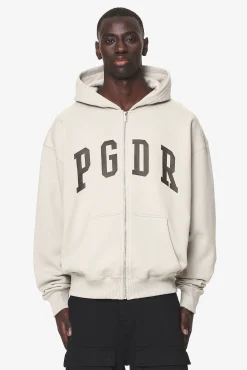 Pegador Hoodies|Zip Hoodies|Layton Oversized Sweat Jacket Washed Dust Cream