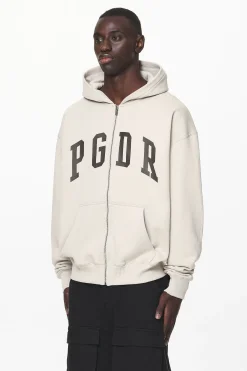 Pegador Hoodies|Zip Hoodies|Layton Oversized Sweat Jacket Washed Dust Cream