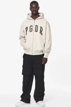 Pegador Hoodies|Zip Hoodies|Layton Oversized Sweat Jacket Washed Dust Cream