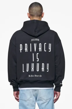Pegador Hoodies|Zip Hoodies|Leander Oversized Sweat Jacket Black