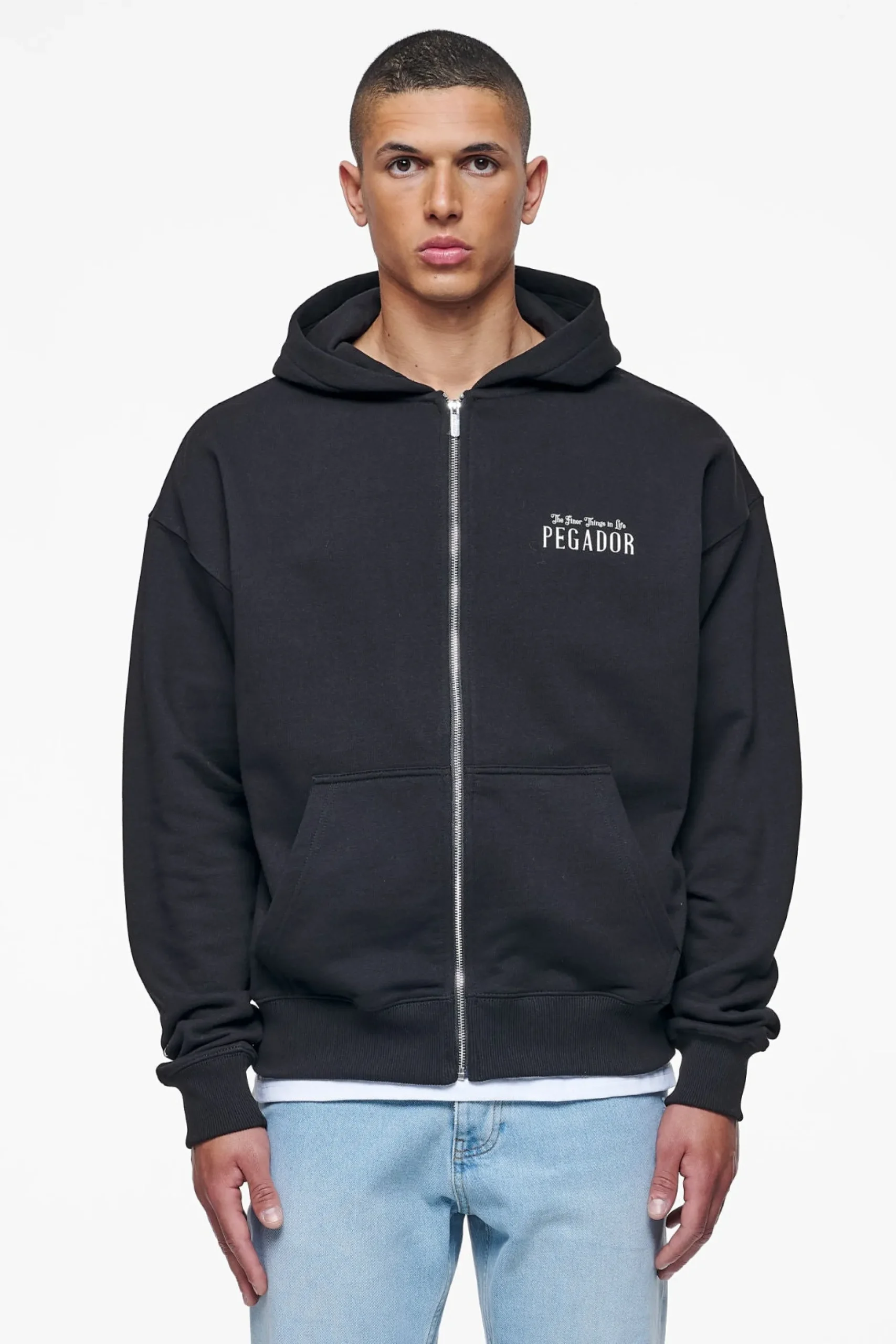 Pegador Hoodies|Zip Hoodies|Leander Oversized Sweat Jacket Black