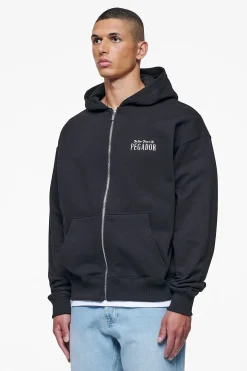 Pegador Hoodies|Zip Hoodies|Leander Oversized Sweat Jacket Black