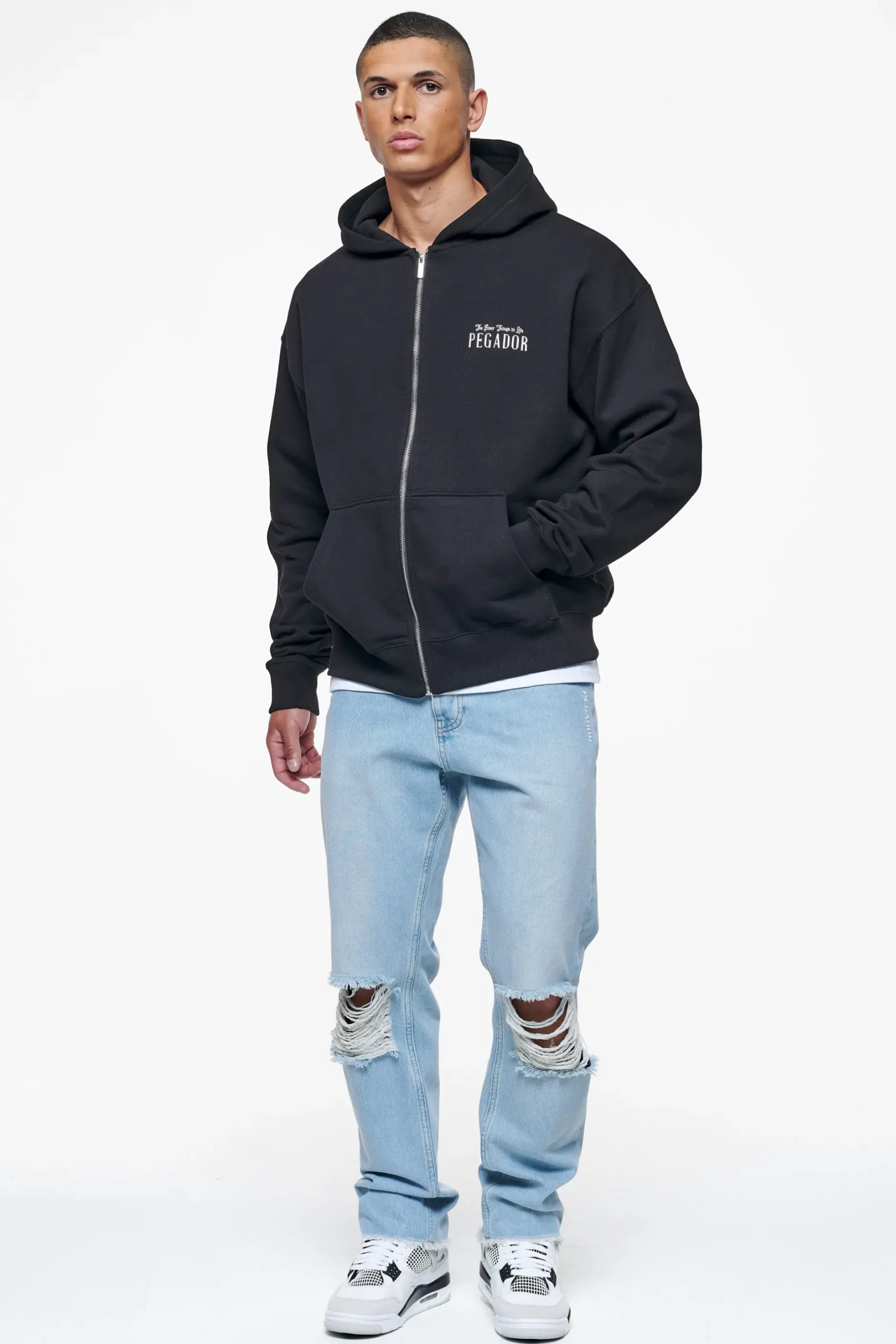 Pegador Hoodies|Zip Hoodies|Leander Oversized Sweat Jacket Black