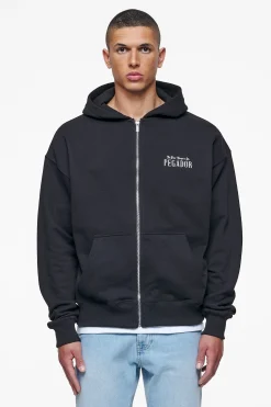 Pegador Hoodies|Zip Hoodies|Leander Oversized Sweat Jacket Black