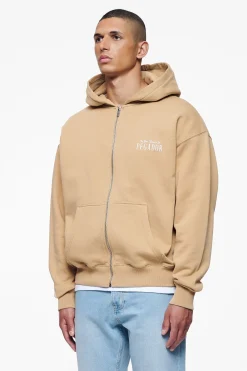 Pegador Zip Hoodies|Hoodies|Leander Oversized Sweat Jacket Vintage Washed Espresso