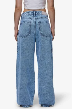 Pegador Jeans|Leli High Waist Cargo Jeans Washed Denim Blue