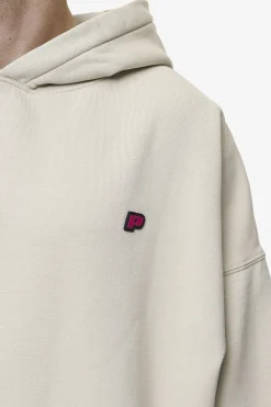 Pegador Hoodies|Leono Boxy Hoodie Washed Light Beige Virtual Pink Gum