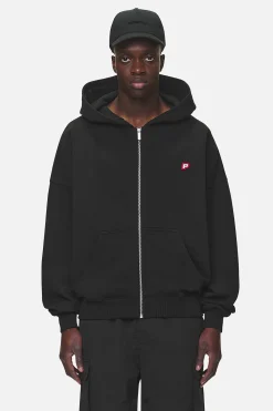 Pegador Hoodies|Zip Hoodies|Leono Boxy Sweat Jacket Washed Black