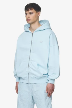 Pegador Hoodies|Zip Hoodies|Leono Boxy Sweat Jacket Baby Blue Washed baby blue