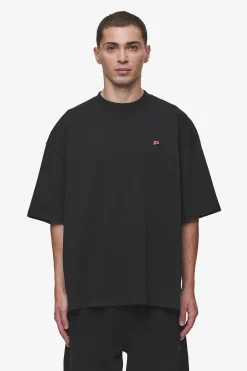 Pegador Tees|Leono Boxy Tee Washed Black Virtual Pink Gum