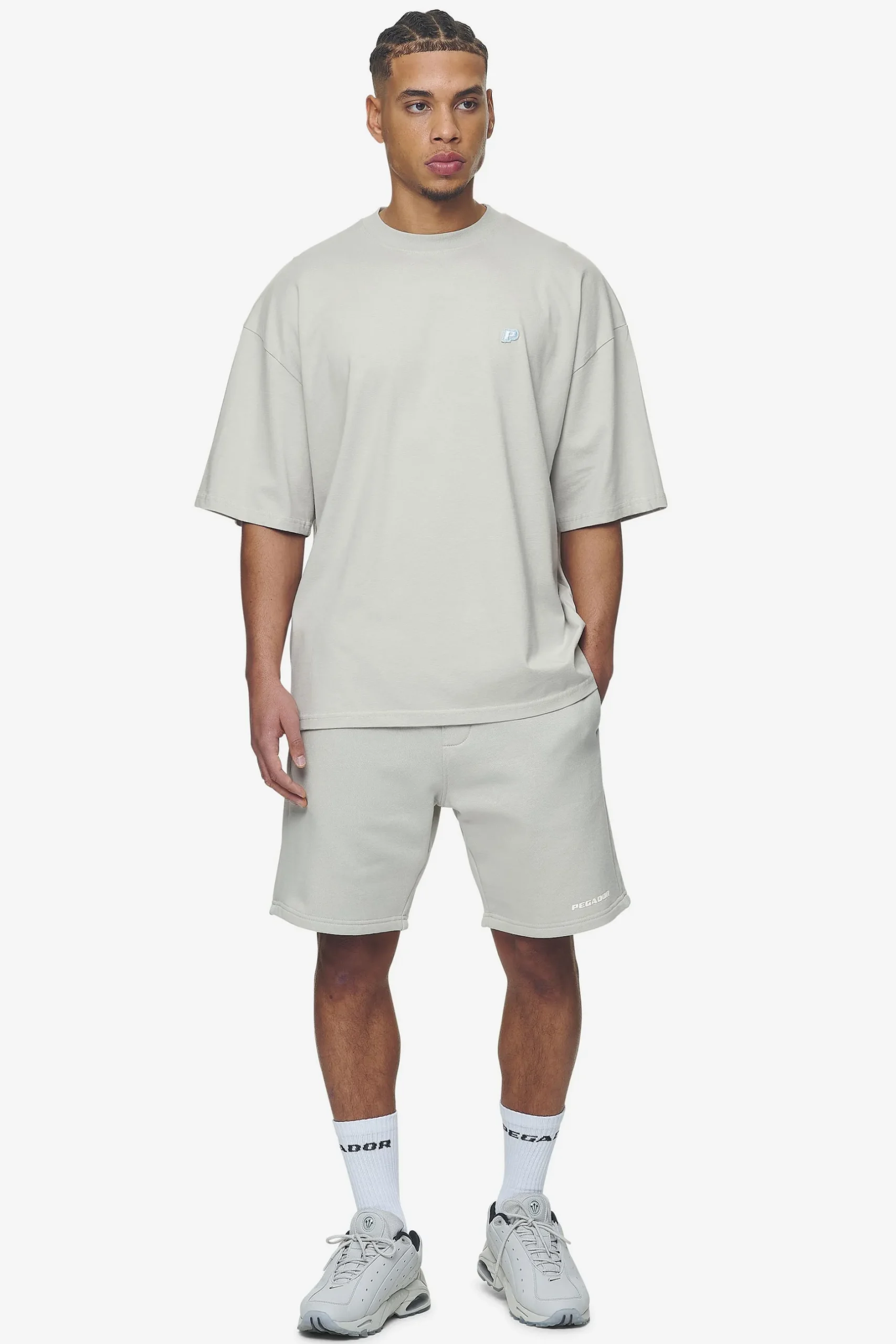Pegador Tees|Leono Boxy Tee Baby Blue Washed pearl grey