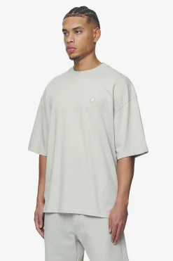 Pegador Tees|Leono Boxy Tee Baby Blue Washed pearl grey