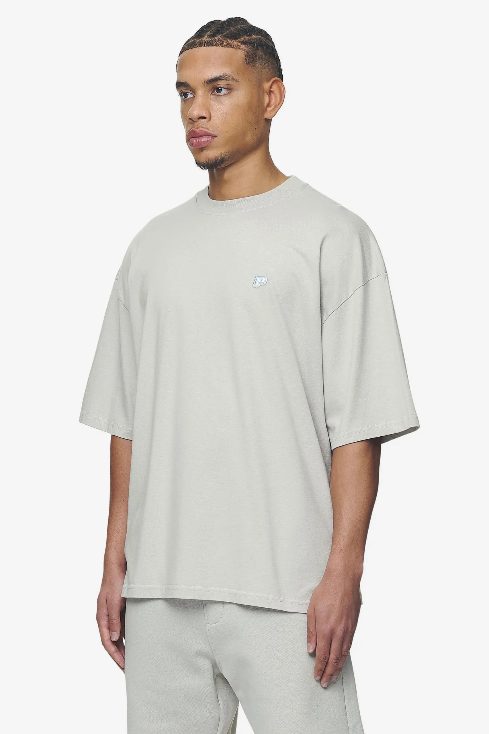 Pegador Tees|Leono Boxy Tee Baby Blue Washed pearl grey