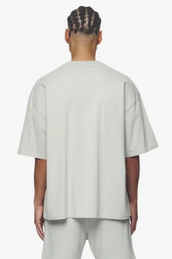 Pegador Tees|Leono Boxy Tee Baby Blue Washed pearl grey