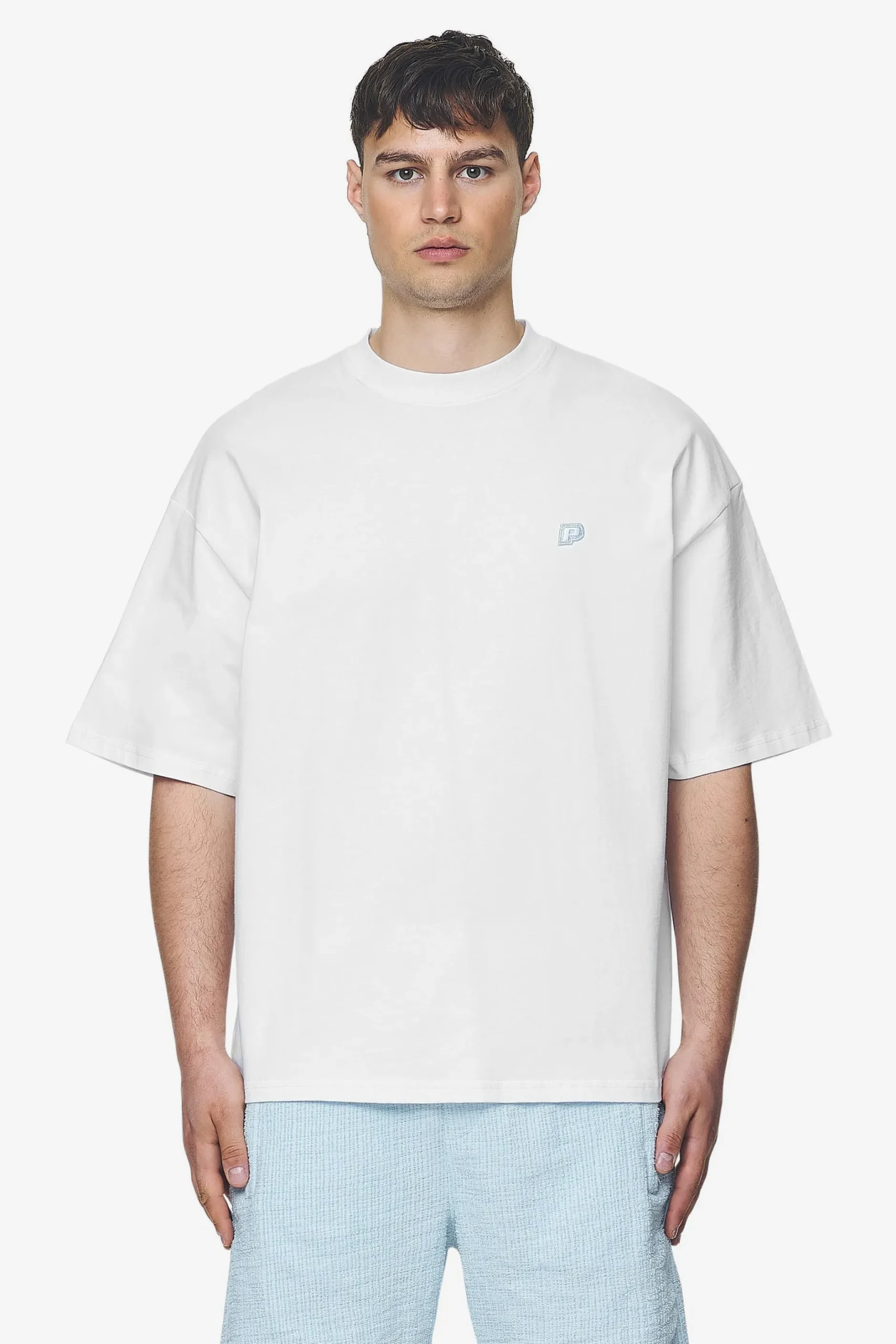 Pegador Tees|Leono Boxy Tee Baby Blue White