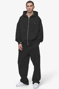 Pegador Pants & Joggers|Leono Loose Sweat Pants Washed Black Virtual Pink Gum