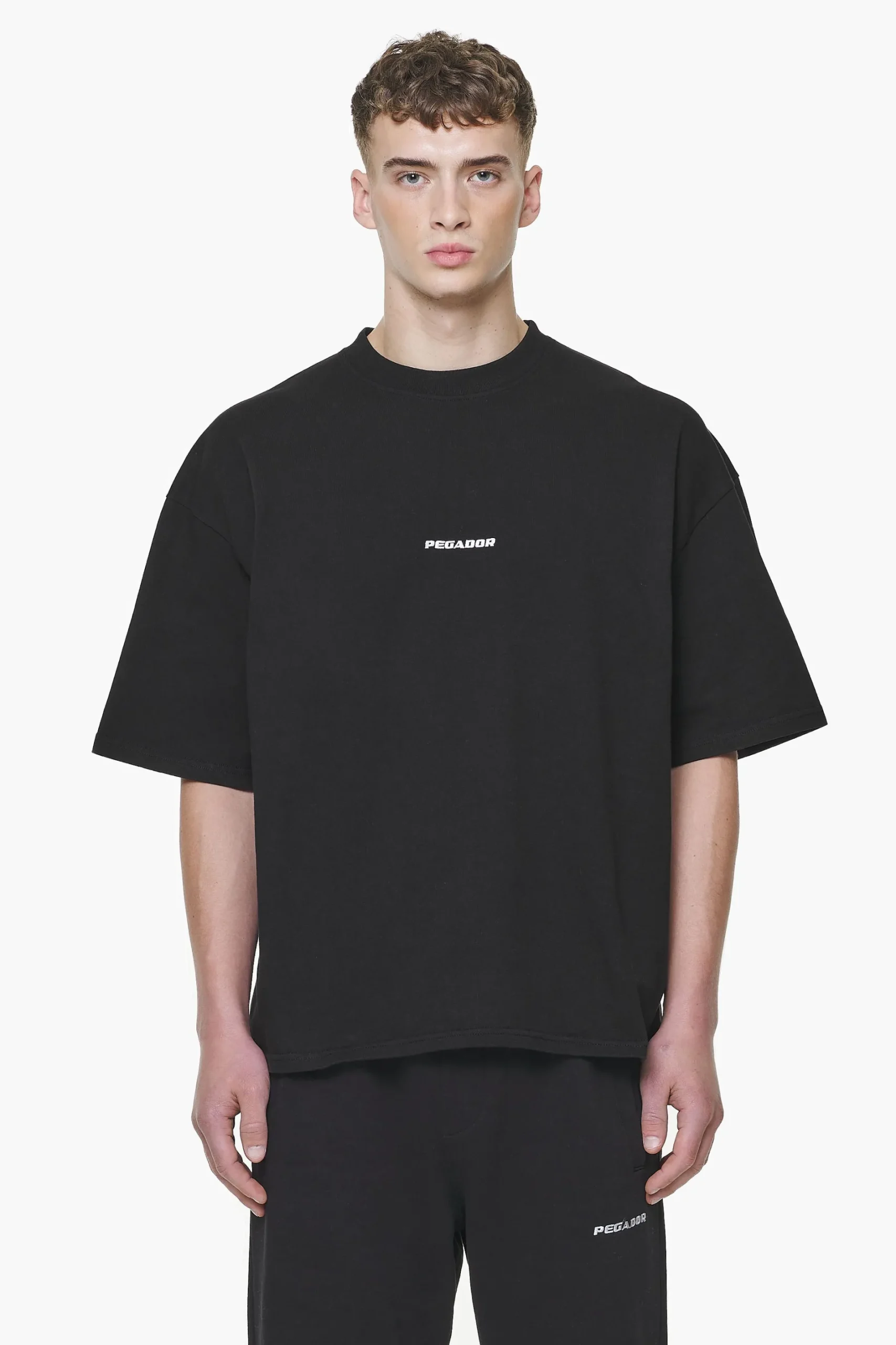 Pegador Tees|Logo Boxy Tee Vintage washed onyx black