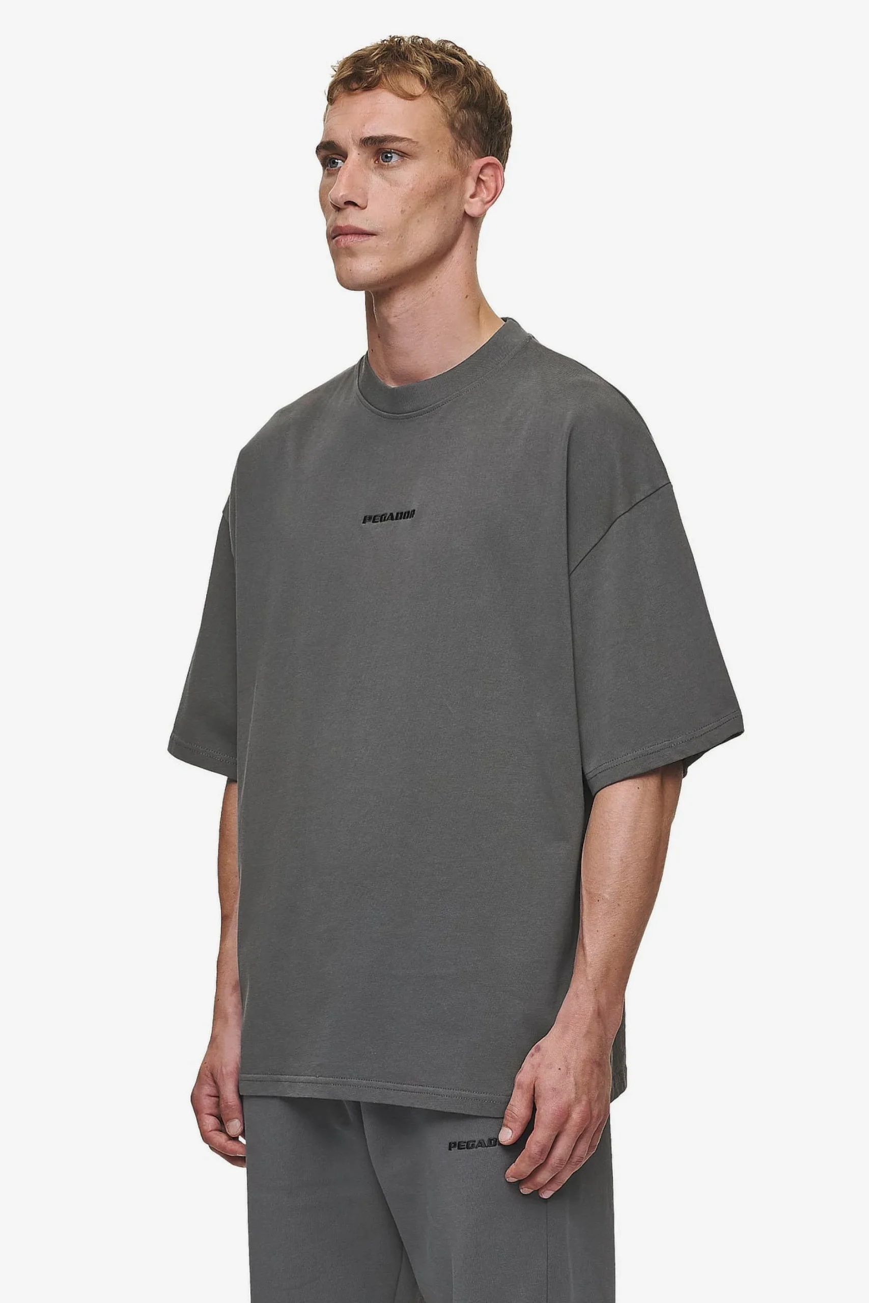 Pegador Tees|Logo Boxy Tee Washed Anthracite